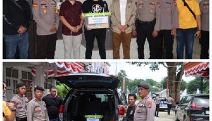 Polres Kawal Pendistribusian Formulir Model D Hasil Pemilu Menuju KPU Provinsi Jatim