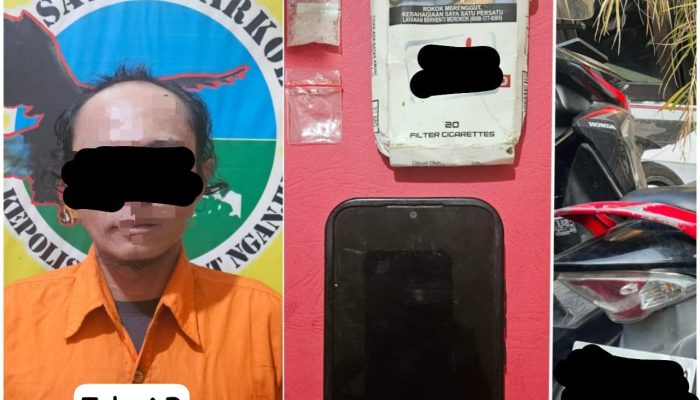 Polres Nganjuk Tangkap Pengedar Sabu di Kelurahan Ploso: Sabu 0,66 Gram Disita