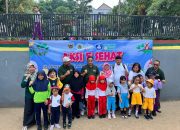 Gelar Acara Aksi 5 Sehat, Ratusan Pelajar Kota Kediri Senam dan Makan Bergizi Bersama di Taman Brantas