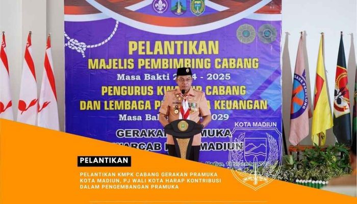 Pelantikan KMPK Cabang Gerakan Pramuka Kota Madiun, Pj Wali Kota Harap Kontribusi dalam Pengembangan Pramuka Madiun