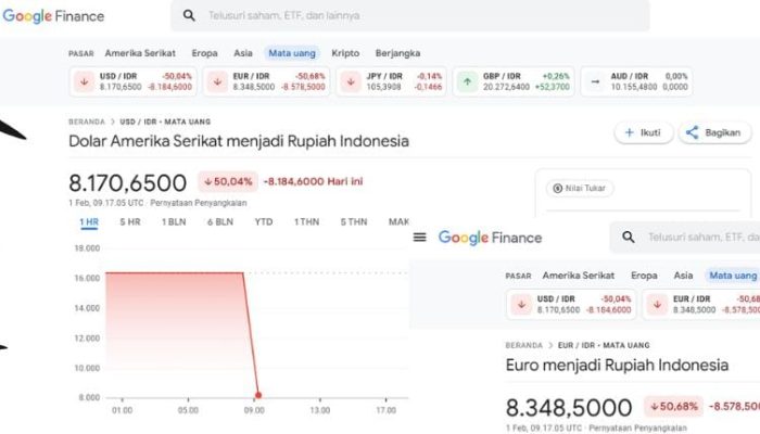 Heboh di Dunia Maya, Dollar Anjlok atau Google yang Error?