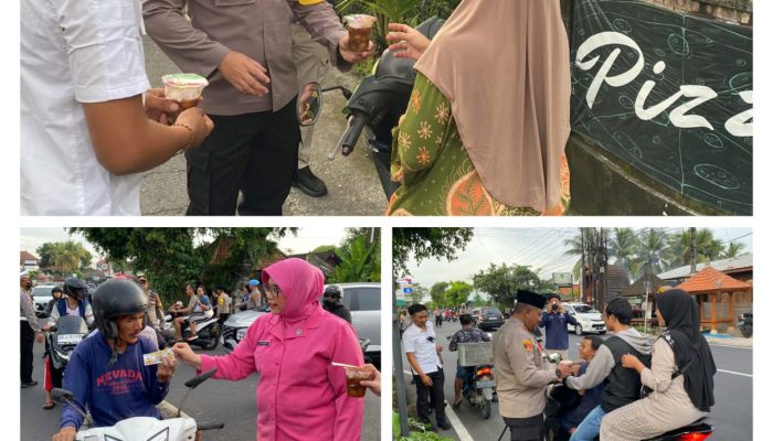 Sambil Berbagi Takjil di Bulan Suci Ramadan, Polres Badung Bersama Bhayangkari Sosialisasikan Layanan Darurat Polri 110 kepada Masyarakat