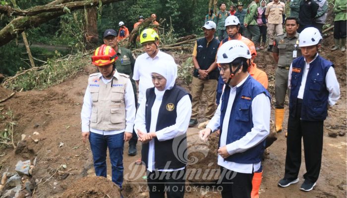 Tinjau Longsor di Jalur Cangar-Pacet, Gubernur Khofifah Siapkan Penanganan Terpadu
