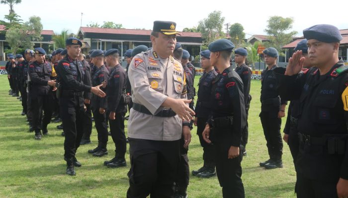 Polda Sulteng Kirim 2 SSK Satbrimob BKO Pengamanan PSU Pilkada Kabupaten Banggai