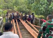 Pos Salore Satgas Yonif 741/GN Laksanakan Karya Bakti Perbaikan Jembatan di Daerah Perbatasan