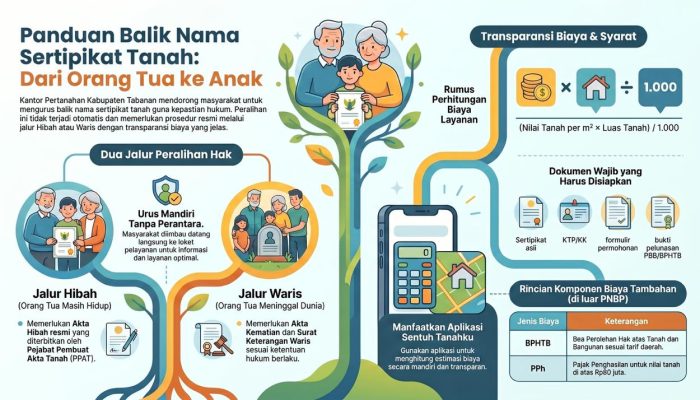 Kantah Tabanan Edukasi Masyarakat Terkait Proses dan Biaya Balik Nama Sertipikat dari Orang Tua ke Anak