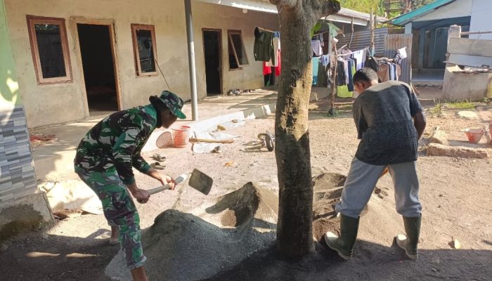 Satgas TMMD 129 dan Masyarakat Bersinergi Bangun MCK Musala Demi Kenyamanan Jamaah