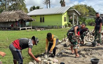 Perkuat Akses Pertanian, Satgas TMMD Bangun Tembok Penahan Jalan Usaha Tani Sepanjang 1.500 Meter