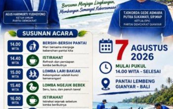Putaran 6 “Gerakan Langit Biru-Indonesia ASRI” HUT Ke 25 Partai Demokrat: Demokrat Bali dan Demokrat Gianyar Gelar Aksi Pelepasan Tukik, Bersih-bersih, Lomba Rakyat di Pantai Lembeng